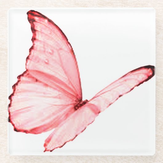 Roze Onderzetter van Butterfly (Voorkant)