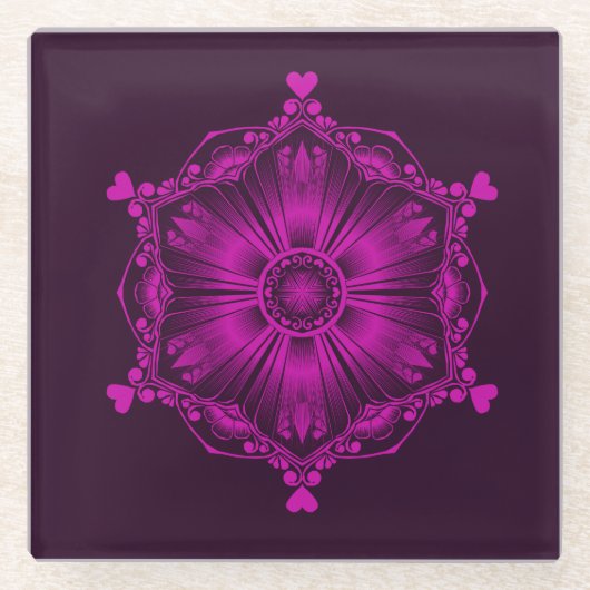 Roze onderzetter voor computerkunst. (Voorkant)