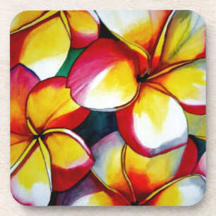Roze onderzetters van Frangipani-bloemen