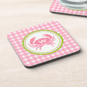 Roze Onderzetters van Gingham en Crab Monogram Cor (Linkerzijde)