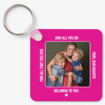 Roze One Photo Moederdag Gift Sleutelhanger