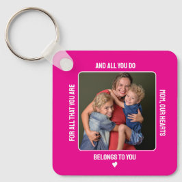 Roze One Photo Moederdag Gift Sleutelhanger