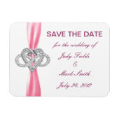 Roze oneindige hartslag bespaart de datum magneet (Horizontaal)