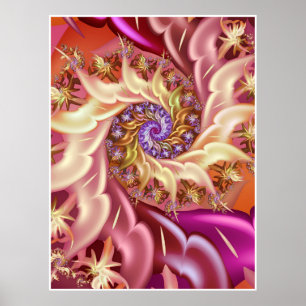 Roze oneindigheid fractal spiraal poster