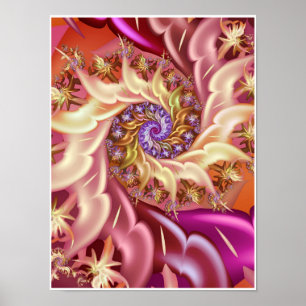Roze oneindigheidsfractaalspiraal poster
