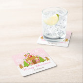 Roze ontbijt voor ontbijt vierkante kartonnen onderzetter (Insitu)