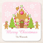 Roze ontbijt voor ontbijt vierkante kartonnen onderzetter (Voorkant)