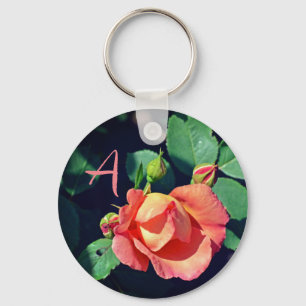 Roze Ontluikende Roos Monogram Motivatie Sleutelhanger