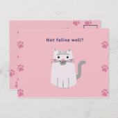 Roze onwel kat pictogrammen groet briefkaart (Voorkant / Achterkant)