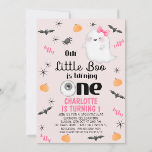 Roze Onze Kleine Boo Een Halloween 1e Verjaardag Kaart