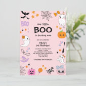 Roze onze kleine Boo Halloween 1e verjaardag Kaart (Staand voorkant)