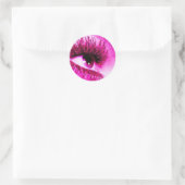 Roze oog ronde sticker (Tas)