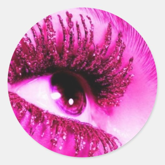 Roze oog ronde sticker (Voorkant)
