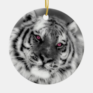 Roze Oogtijger Keramisch Ornament