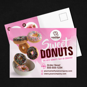 Roze Oogverblindende Donut Bakkerij Winkel Zoete L Briefkaart