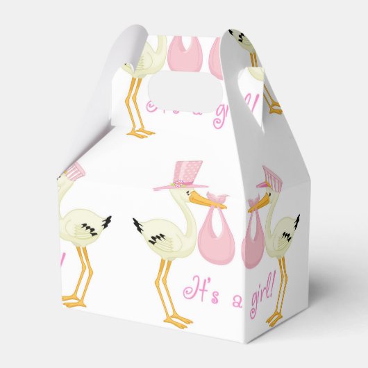 Roze Ooievaar Baby shower Geschenkdoos Bedankdoosjes