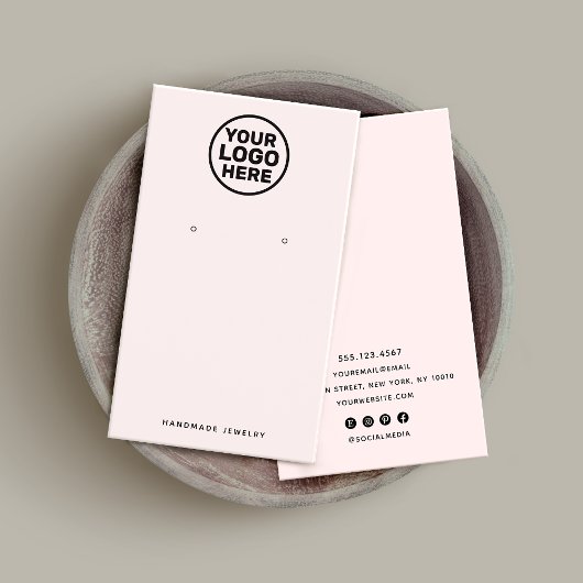 Roze oorbel Add Logo Display Holder Visitekaartje