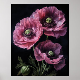 Roze Oosters Poppy Flowers Art Print Poster