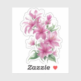 Roze oosterse lelie bloemen sticker