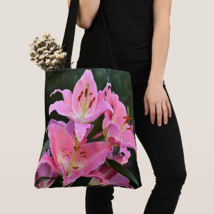 Roze Oosterse Lelies Bloemen Draagtas