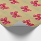 Roze oosterse  vlinderkunst cadeaupapier (Hoek)