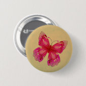 Roze oosterse vlinderkunst ronde button 5,7 cm (Voorkant /achterkant)