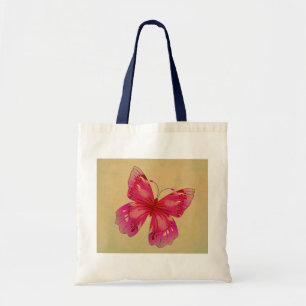 Roze oosterse vlinderkunst tote bag
