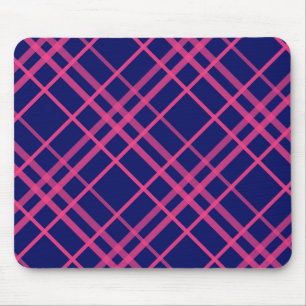 Roze op blauwe ruitjeslijnen ontwerp muismat