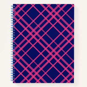 Roze op blauwe ruitjeslijnen ontwerp notitieboek