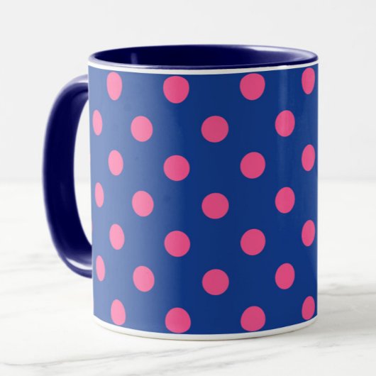 Roze op blauwe stippen patroonontwerp mok