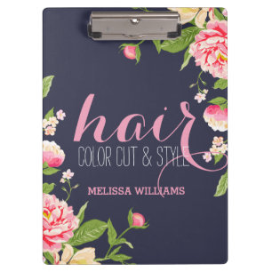 Roze op Blue Flowers Lijst Klembord