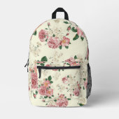 Roze op Gele Floral Bedrukte Rugzak (Voorkant)