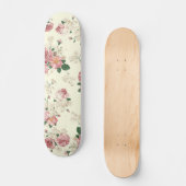 Roze op Gele  Floral Skateboard (Voorkant)