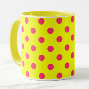 Roze op gele stippen patroonontwerp  mok
