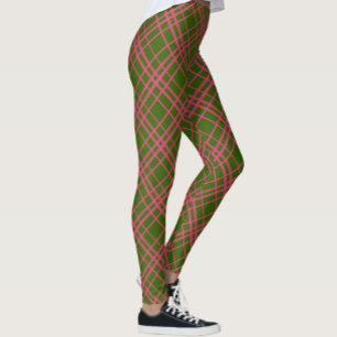 Roze op groen geruit lijnenontwerp  leggings