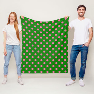 Roze op groen stippelpatroonontwerp fleece deken