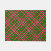Roze op groen Tartan Plaid Pattern Design Deurmat (Voorkant)