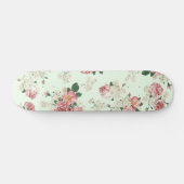 Roze op groene  Floral Skateboard (Horizontaal)