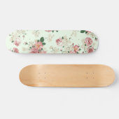 Roze op groene  Floral Skateboard (Horizontaal)