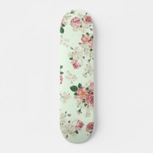 Roze op groene  Floral Skateboard