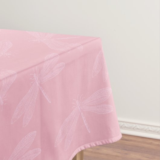 Roze op het roze Elegant Spring Dragonfly-patroon Tafelkleed (Voorbeeld)