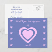 Roze op Lavendel Bewegende nieuwe appartement aank Aankondigingskaart (Voorkant / Achterkant)