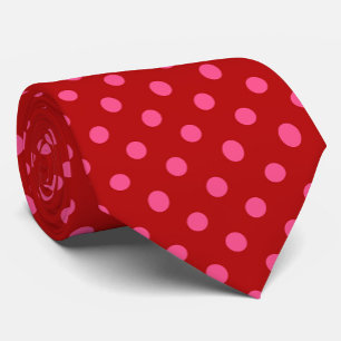Roze op rode stippen Patroonontwerp Stropdas