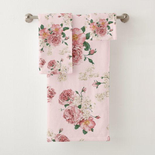 Roze op Roze  Floral Bad Handdoek (Insitu)