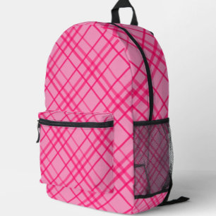 Roze op roze rasterlijn Plaid ontwerp  Bedrukte Rugzak