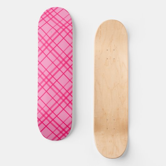 Roze op roze Tartan Plaid Pattern Design Skateboard (Voorkant)