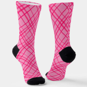 Roze op roze Tartan Plaid Pattern Design Sokken