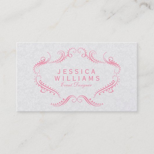 Roze op wit Floral Lijst Visitekaartje (Voorkant)