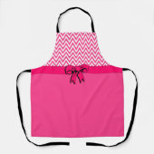 Roze op wit met een opgerold roze roodbruin design schort (Voorkant)
