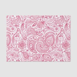 Roze op witte flora paisleypatroon tissuepapier